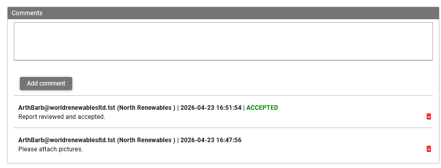 Screenshot placeholder: Comments and change log on incident