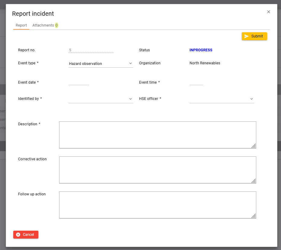 Screenshot placeholder: Incident dialog Report tab