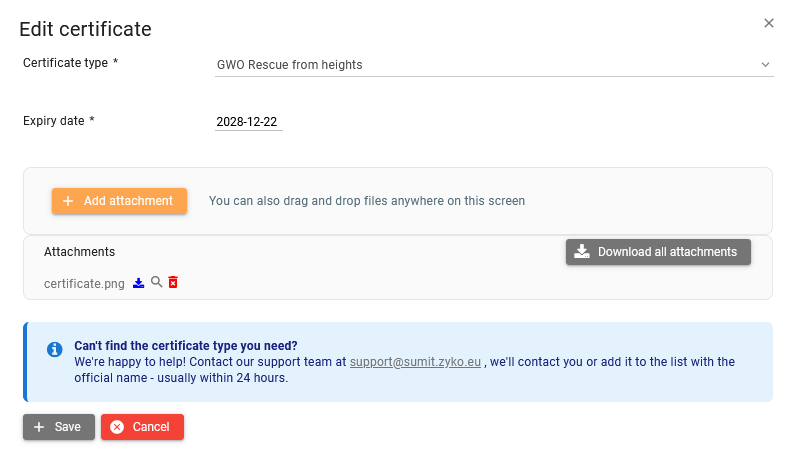 Screenshot placeholder: Edit certificate dialog (project)