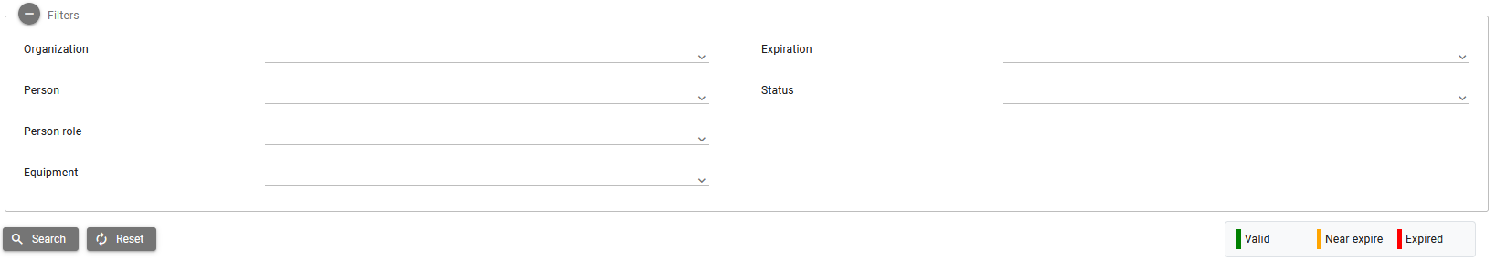 Screenshot placeholder: Certificate database filters